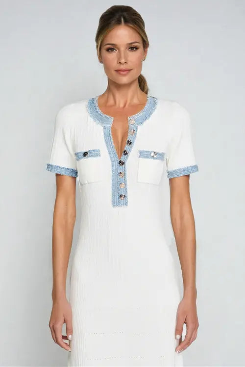 Stylova™ Knit And Denim Midi Dress