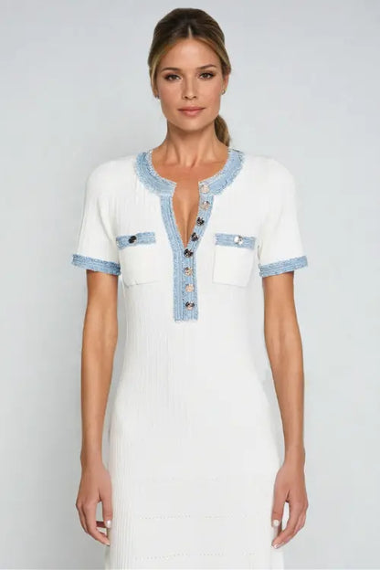 Stylova™ Knit And Denim Midi Dress