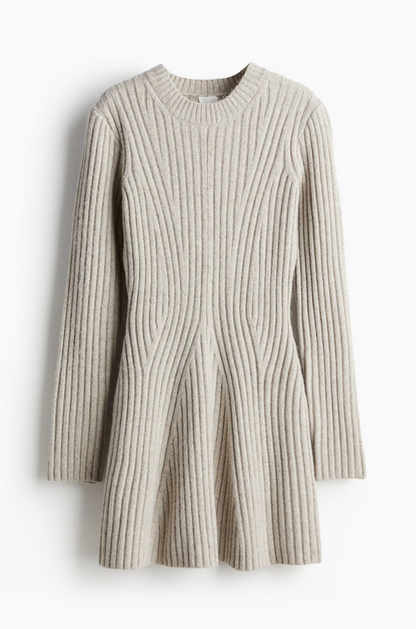 Soft Ribbed Flare Dress